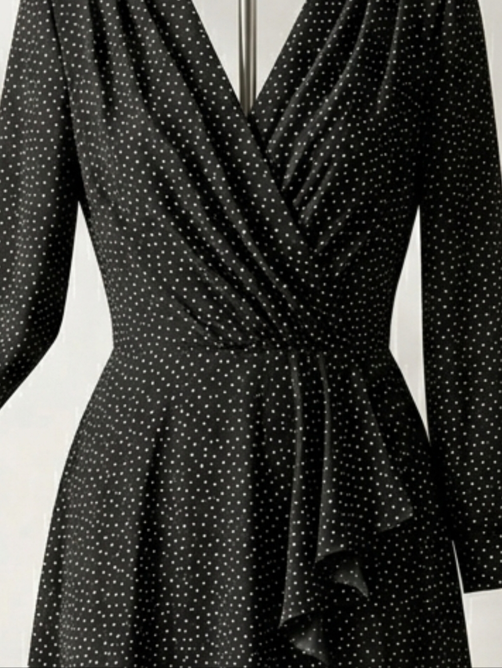 Jamie Polka Dot Pleated Midi Dress - Elegant Wrap Style